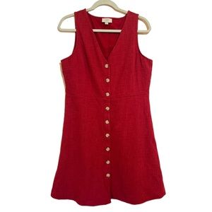 Red Button Detail Dress